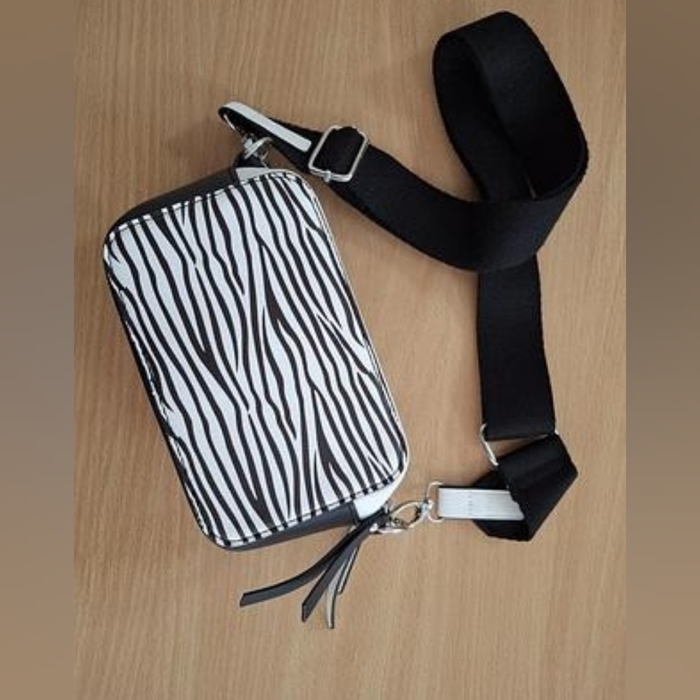 Black and White Zebra Print Crossbody Bag